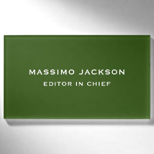 Etiqueta De Nombre Elegante minimalista simple chic verde bosque llan