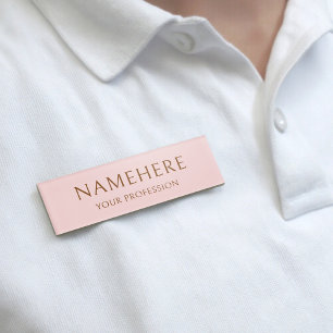 Etiqueta De Nombre Elegante Rosa Claro Simple Básico Minimal Moderno