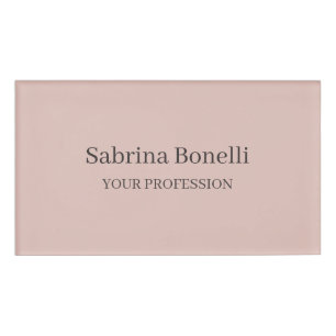 Etiqueta De Nombre Elegante único color sencillo Rosa dorado