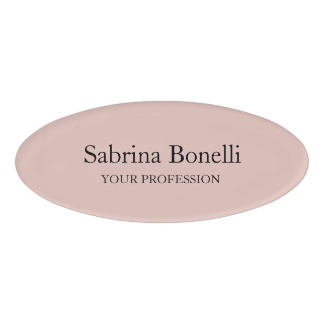 Etiqueta De Nombre Elegante único color sencillo Rosa dorado (Anverso)