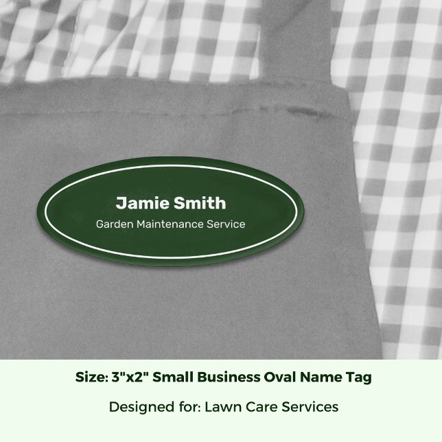 Etiqueta De Nombre Empresa de servicios profesionales Khaki y Oval ne (Professional Service Business Green & White Oval Name Tag; Size 3 x 2 Inch)