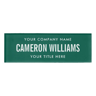 Etiqueta De Nombre Empresa, nombre y título bosque verde magnético
