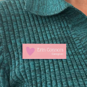 Etiqueta De Nombre Enfermera de cuidado de corazón rosado