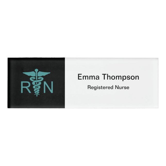 Etiqueta De Nombre Enfermera de medicina simple moderna (Anverso)