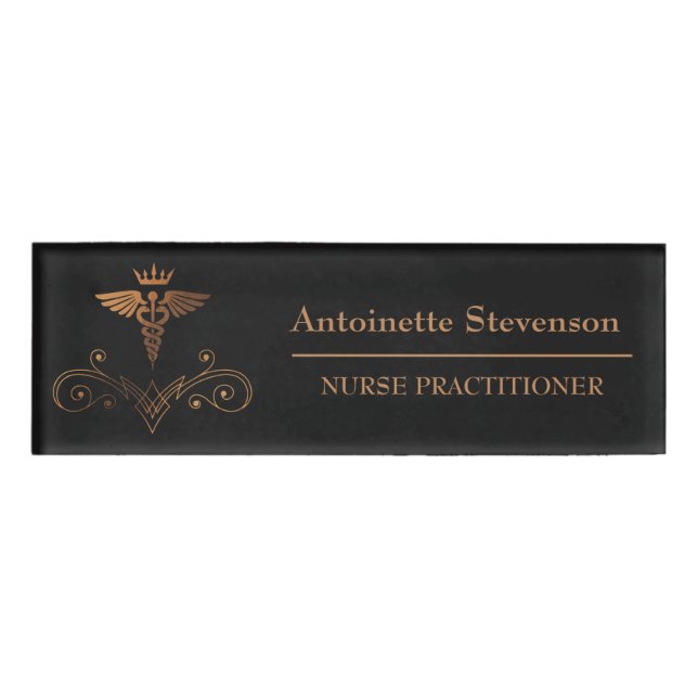 Etiqueta De Nombre Enfermera Practitionary Caduceus (Anverso)