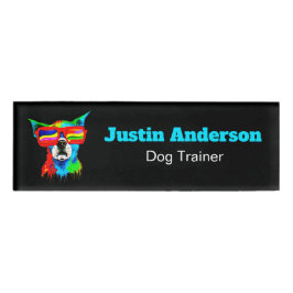 Etiqueta De Nombre Entrenador de Perros Personalizado de Color Intens