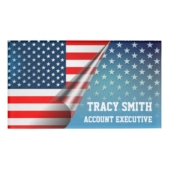 Etiqueta De Nombre Estilo Estrella-Spangled (Anverso)