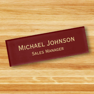 Etiqueta De Nombre Falso marrón elegante profesional personalizado