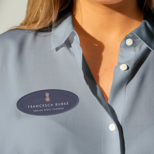 Etiqueta De Nombre Faux Rosa Gold Pineapple (Subido por el creador)