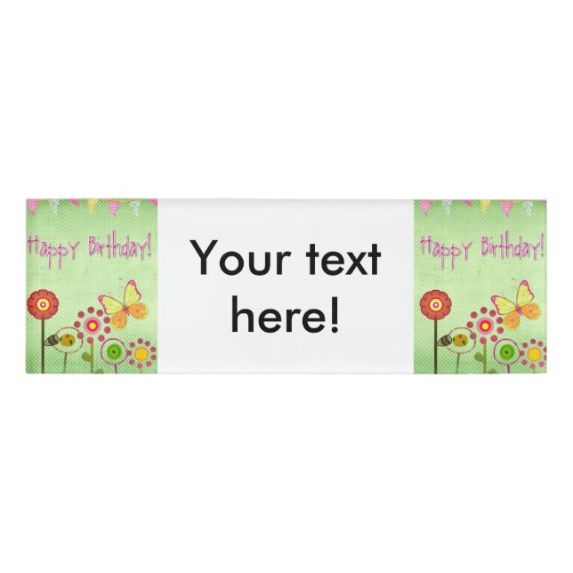 Etiqueta De Nombre Feliz cumpleaños (Anverso)