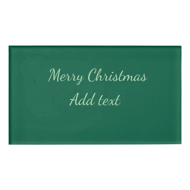 Etiqueta De Nombre Feliz Navidad verde planicie vacaciones en solitar (Anverso)