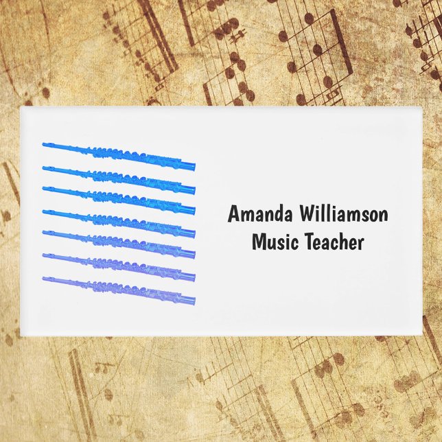 Etiqueta De Nombre Flauta azul arcoiris (A personalize name tag with a pattern of blue flutes.)