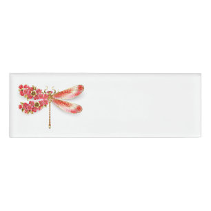 Etiqueta De Nombre Flor libélula con sakura de joyas