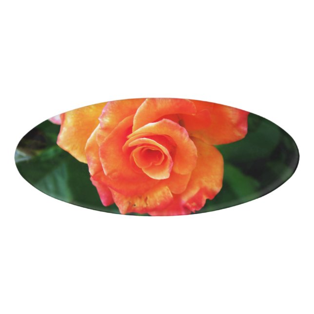 Etiqueta De Nombre flor rosa naranja (Anverso)