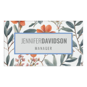 Etiqueta De Nombre Floral Moderno Minimalista elegante profesional