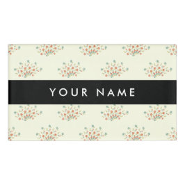 Etiqueta De Nombre Flores azules y rojas, negro, tu nombre