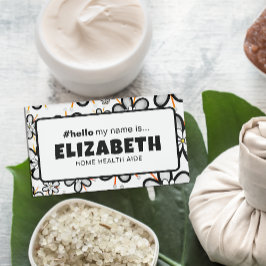 Etiqueta De Nombre Flores Retro Cutas Hola Mi Nombre Es Enfermera Mag