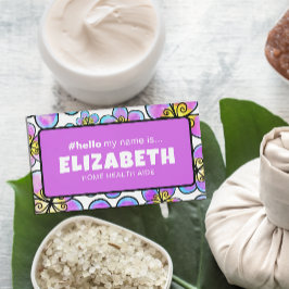 Etiqueta De Nombre Flores Retro Cutas Hola Mi Nombre Es Enfermera Mag