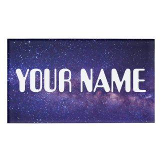 Etiqueta De Nombre Fondo de galaxia - Personalizar propio