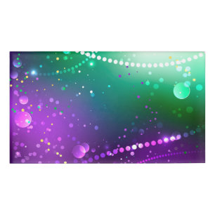 Etiqueta De Nombre Fondo morado festivo Mardi Gras