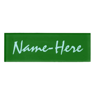 Etiqueta De Nombre Fondo verde oscuro minimalista + Nombre de la