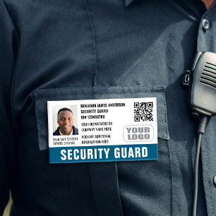 Etiqueta De Nombre Foto de ID de Guardia de Seguridad Nombre Logo QR