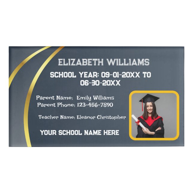 Etiqueta De Nombre Foto de identificación de identificación de niños  (Anverso)