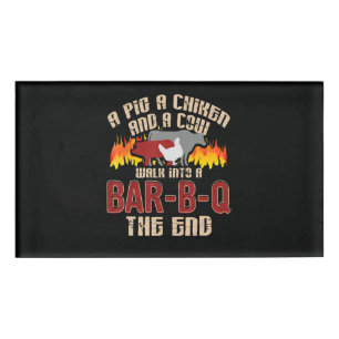 Etiqueta De Nombre Funny Pig Chicken Cow Bar B Q Bbq Chef Cookie Cook