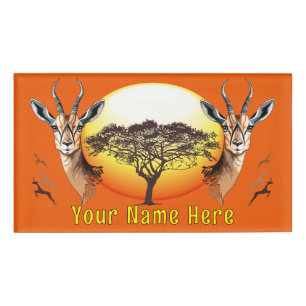 Etiqueta De Nombre Gazelle Animal salvaje Antelope africano