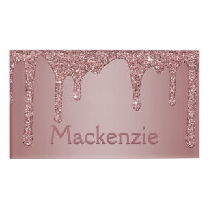 Etiqueta De Nombre Girly Rubor Perfora Purpurina de espuma rosa