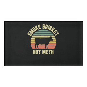 Etiqueta De Nombre Gracioso Bbq Smoke Brisket No Novedad Grilling