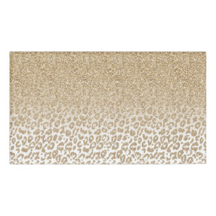 Etiqueta De Nombre Gradiente de impresión Leopardo y Purpurina Gold d