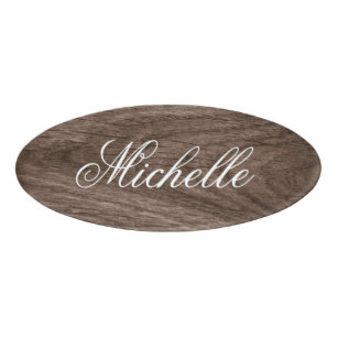 Etiqueta De Nombre Grado femenino elegante de madera de roble marrón