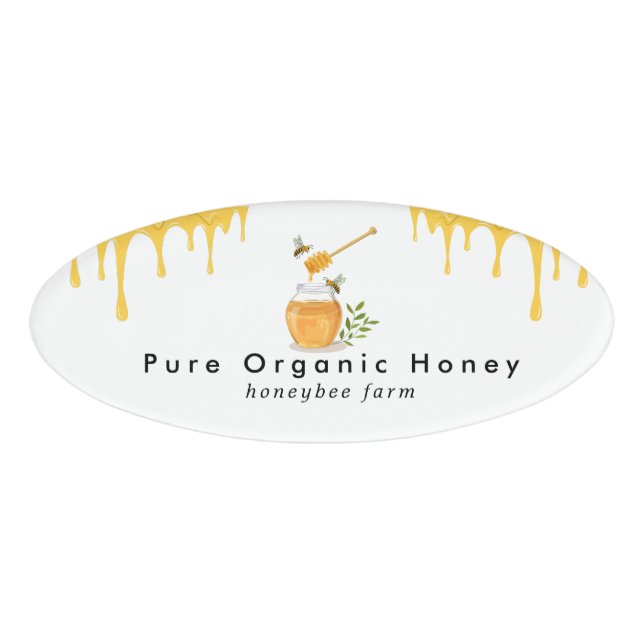 Etiqueta De Nombre Granja de miel orgánica moderna (Anverso)