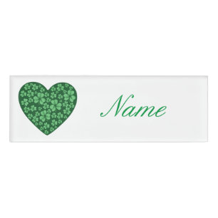 Etiqueta De Nombre Green Shamrock Heart St Patrick's Day