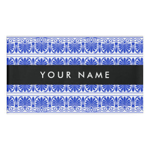 Etiqueta De Nombre Griego Fret Arabesque Blue, Tu Nombre, Personaliza