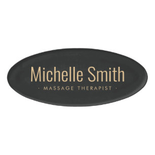 Etiqueta De Nombre gris oscuro moderno mínimo