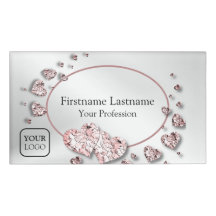 Gris rosa Corazones brillantes Geométrico Elegante