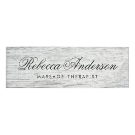 Etiqueta De Nombre Guión de moda de granos de madera gris secado