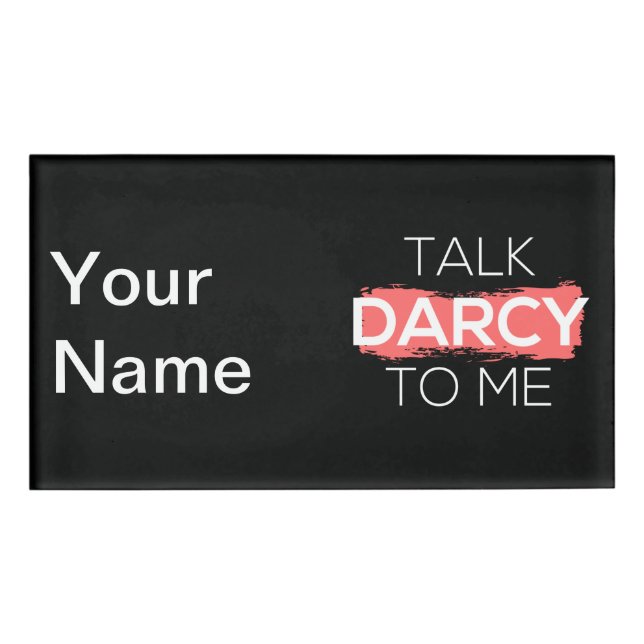 Etiqueta De Nombre Hable Darcy Conmigo (Anverso)