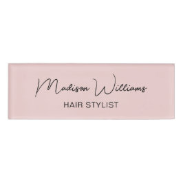 Etiqueta De Nombre Hair Stylist Pink moderno