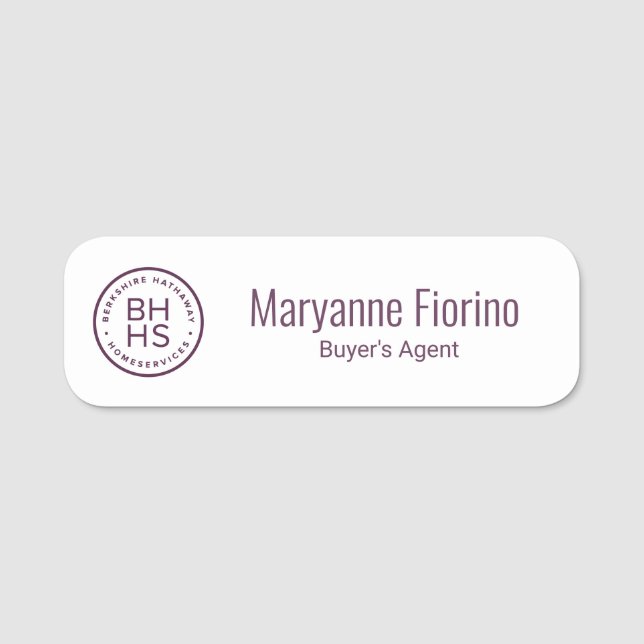 Etiqueta de nombre Hathaway de Berkshire (Anverso)