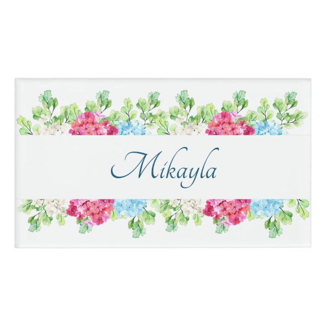 Etiqueta De Nombre Hermosas flores de Hydrangea (Anverso)