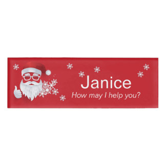 Etiqueta De Nombre Hip Santa Claus Papercut sobre los Navidades rojos