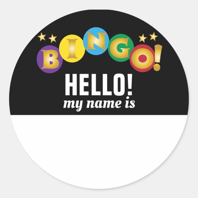 Etiqueta de nombre Hola Bingo (Anverso)