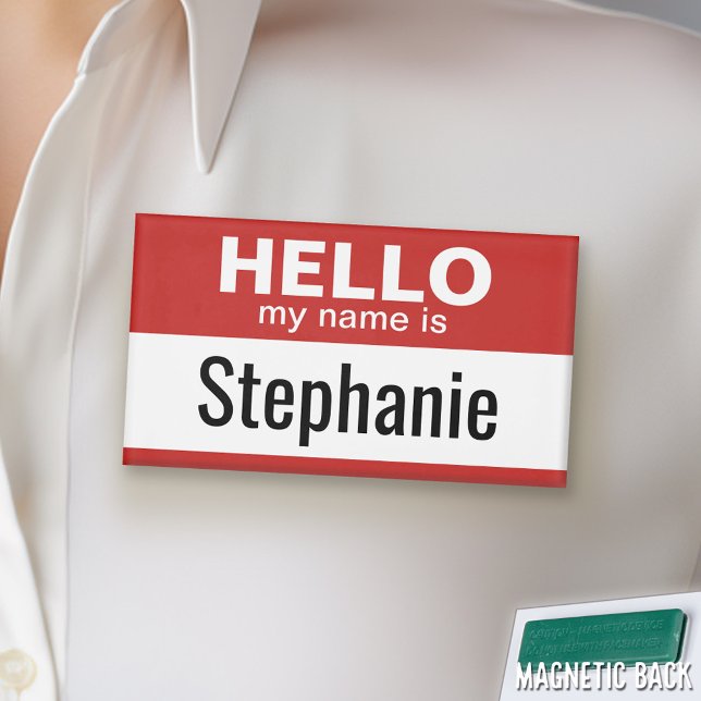 Etiqueta De Nombre Hola, mi nombre es - personalizado (Custom HELLO Name Tag)