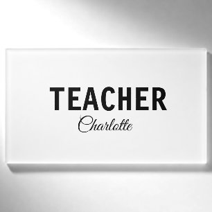 Etiqueta De Nombre I am teacher school Collegeadd your name text simp