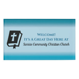 Etiqueta De Nombre Iglesia cristiana moderna Greeter Usher Gradient N