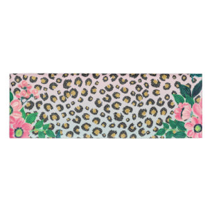 Etiqueta De Nombre Impresión de leopardo de Purpurina floral color r
