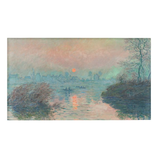 Etiqueta De Nombre Impresionismo de Monet Sunset Seine Bella Artes (Anverso)